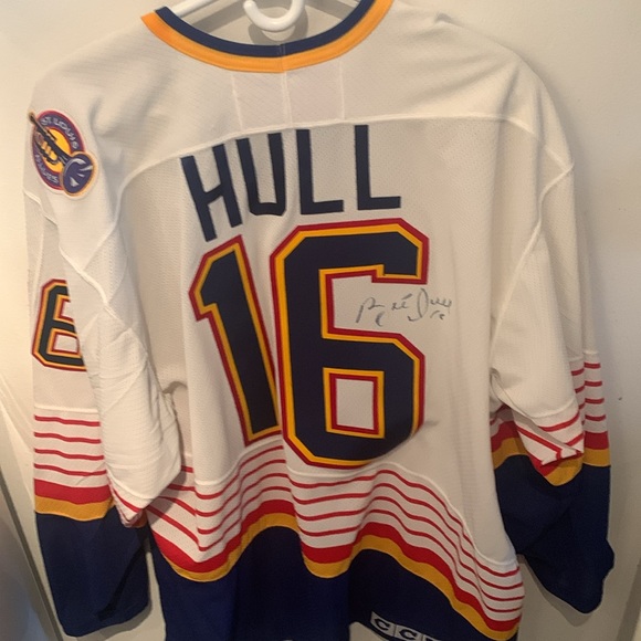 Incredible Game Cut Autographed St Louis Blues Home White Jersey Brett Hull 1996 - Picture 7 of 10